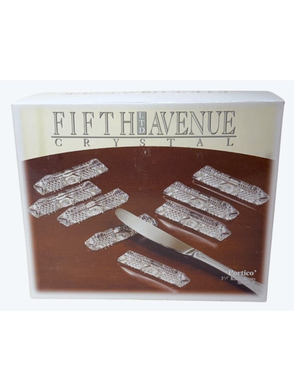 8 LTD Fifth Avenue Portico 24% Lead Crystal Clear Portico Knife Rests